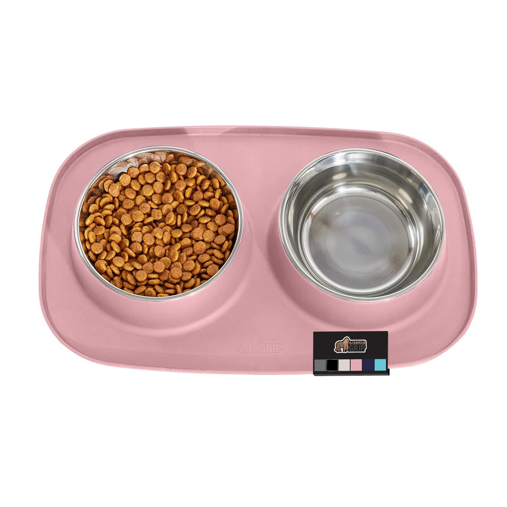 go1-1.jpg Gorilla Grip Slip Resistant Pet Bowls & Silicone Feeding Mat Set - Image 1